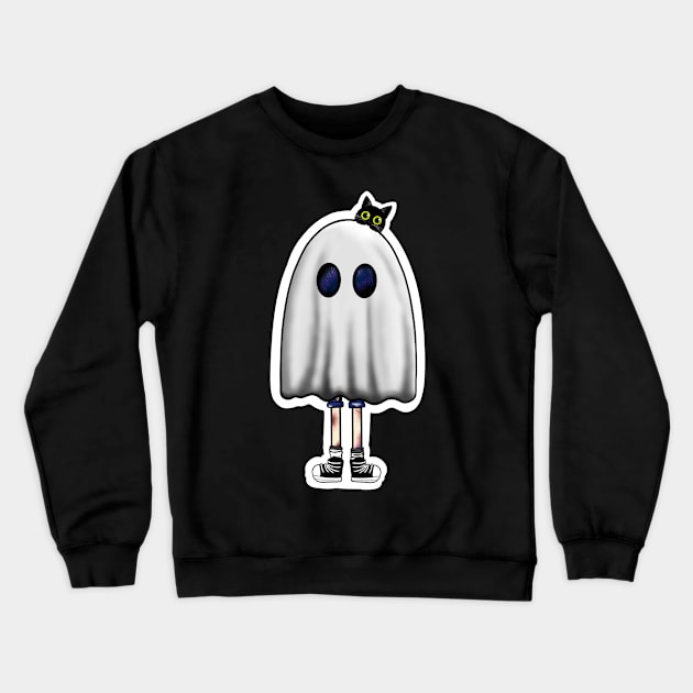 Ghost and Cat Crewneck Sweatshirt by Meg-Hoyt